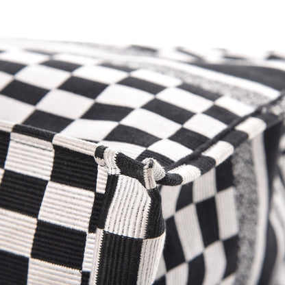 Christian Dior Canvas Embroidered Checkered Book Tote Black White 12 of 14