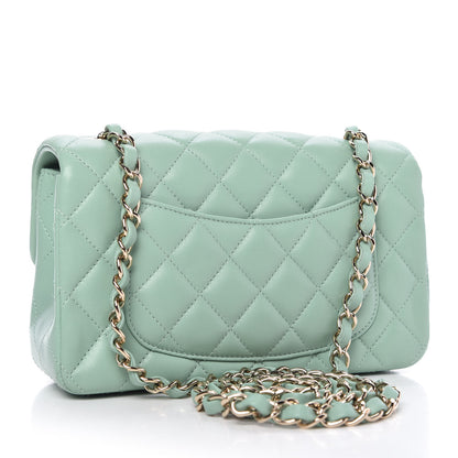 Chanel Lambskin Quilted Mini Rectangular Flap Light Green 3 of 11