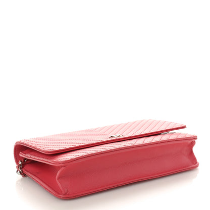Chanel Caviar Chevron Quilted Wallet On Chain WOC Pink 4 of 11