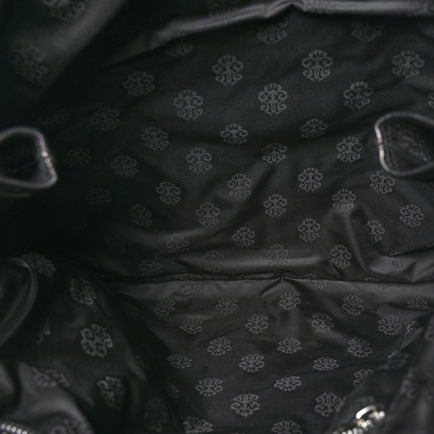 Grained Calfskin Fleur De Lis Tote Black