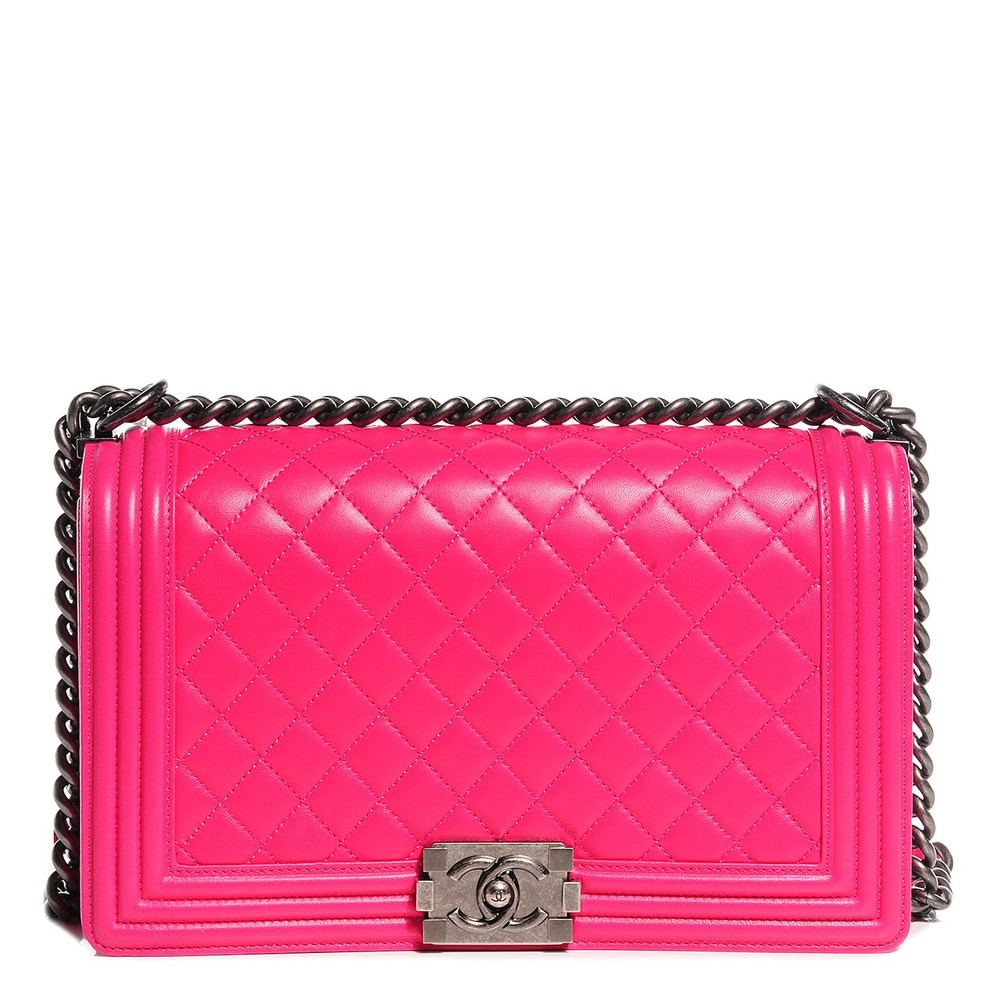 Lambskin Quilted New Medium Boy Flap Fuchsia