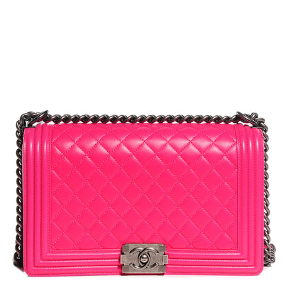 Chanel Lambskin Quilted New Medium Boy Flap Fuchsia 1 of 9