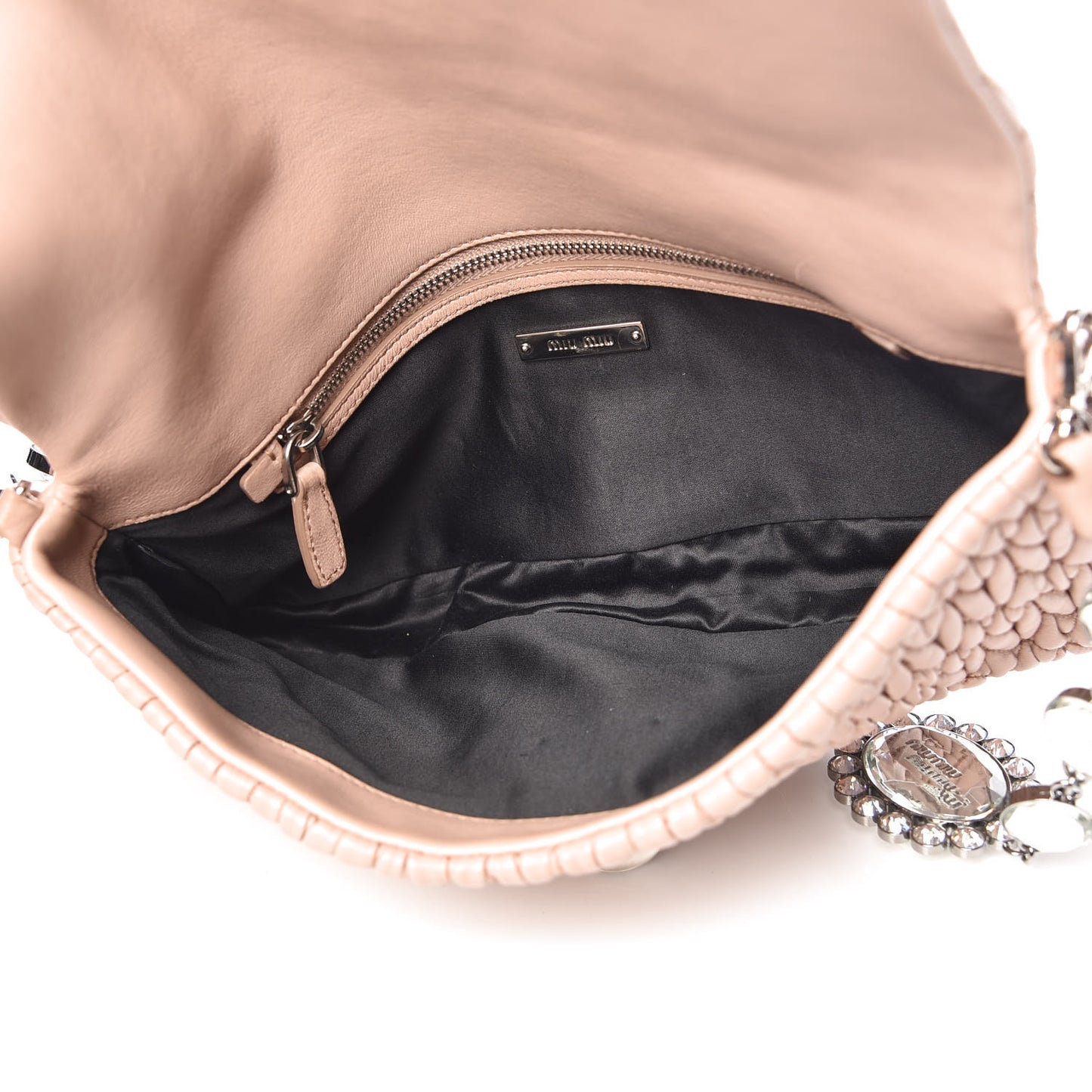 Nappa Matelasse Crystal Flap Clutch Cammeo
