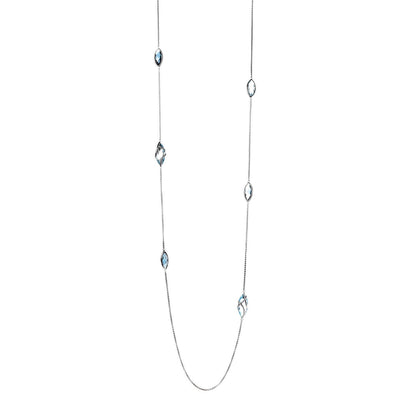 David Yurman Sterling Silver Blue Topaz Hampton Blue Topaz Cable Wrap Station Necklace 1 of 6