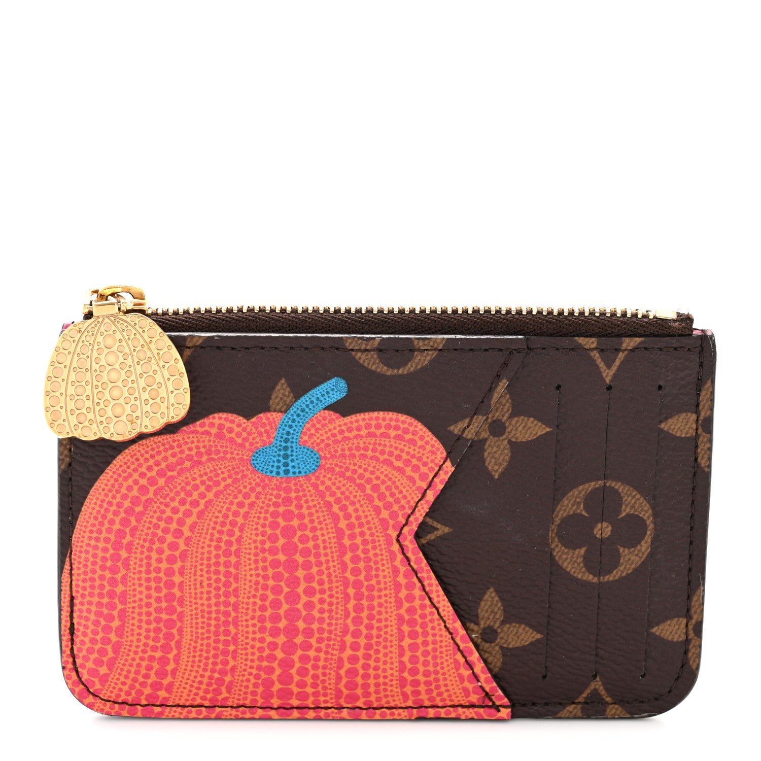 Louis Vuitton LV X YK Monogram Kusama Pumpkin Zipped Romy Card Holder 1 of 8
