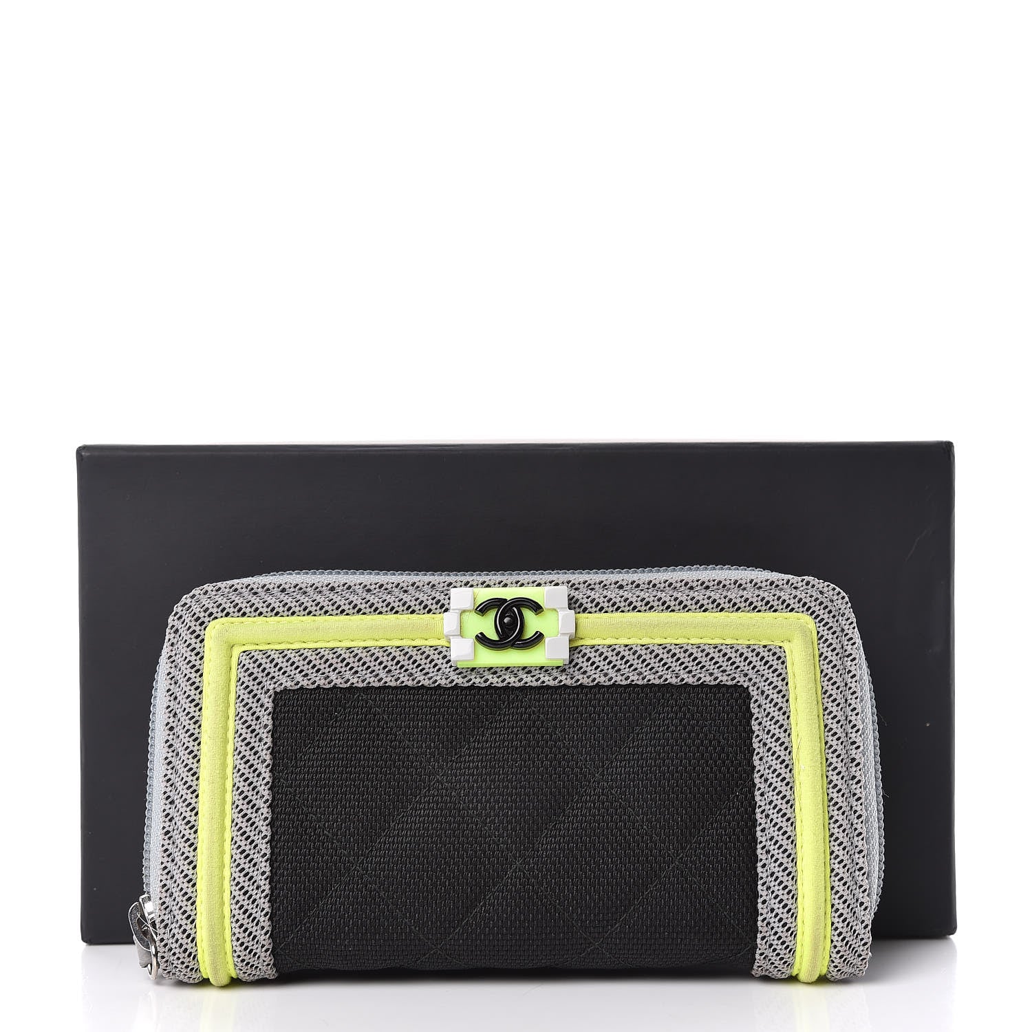 Chanel Canvas Quilted Small Fluo Boy Zip Around Wallet 13 of 13
