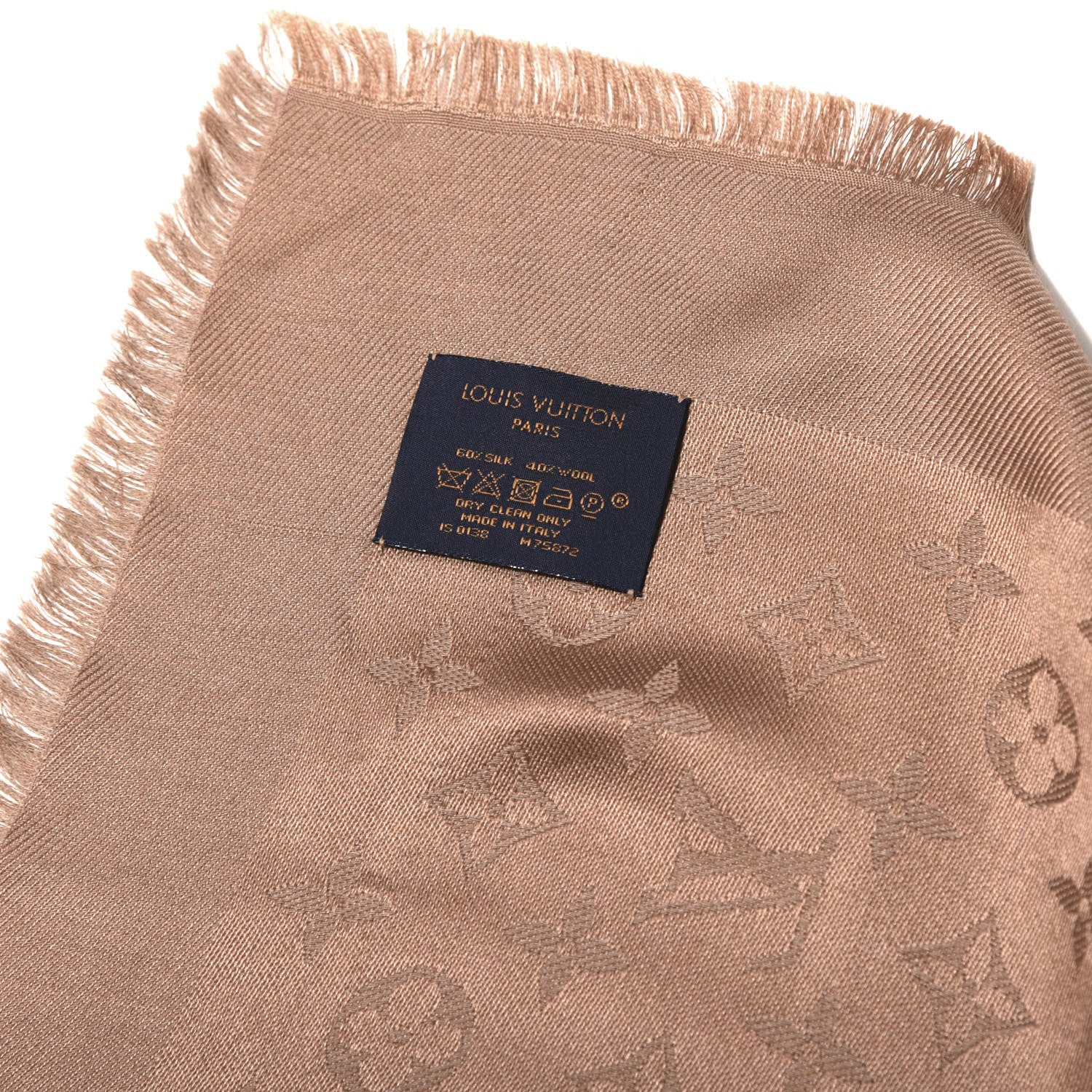 Louis Vuitton Silk Wool Monogram Shawl Cappuccino 3 of 3