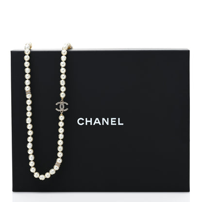 Chanel Pearl Crystal CC Long Necklace Gold 5 of 5