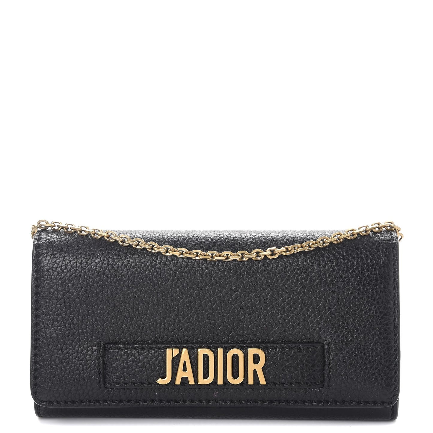 Grained Calfskin J'adior Croisiere Chain Wallet Black