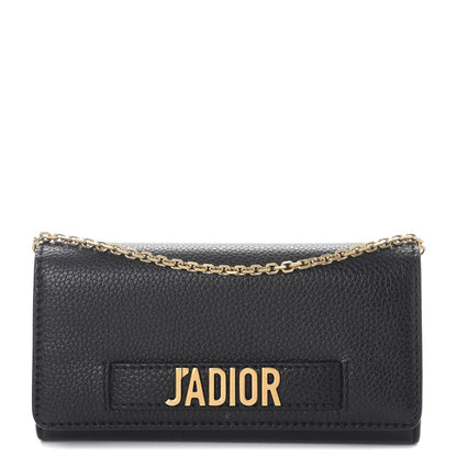 Christian Dior Grained Calfskin J'adior Croisiere Chain Wallet Black 1 of 11