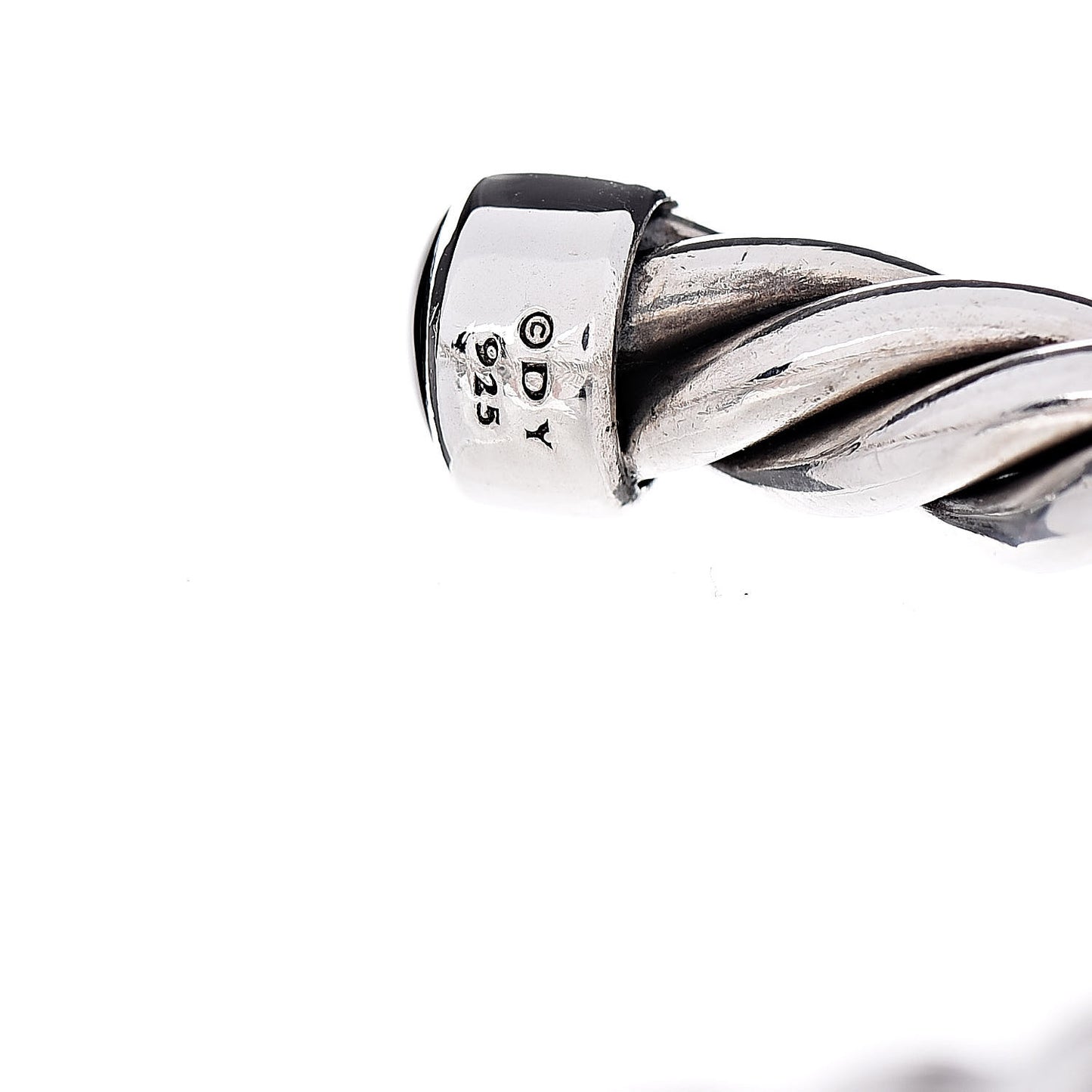 Sterling Silver Black Onyx Cable Classic Cuff Bracelet