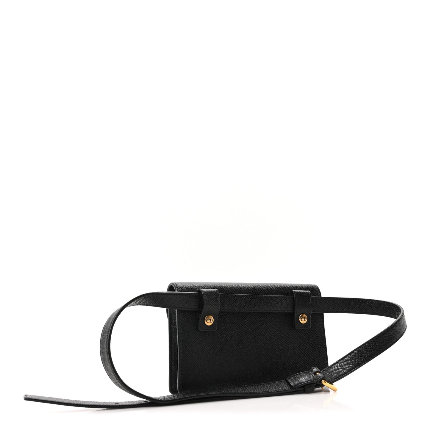 Grained Calfskin Saddle Belt Bag Black