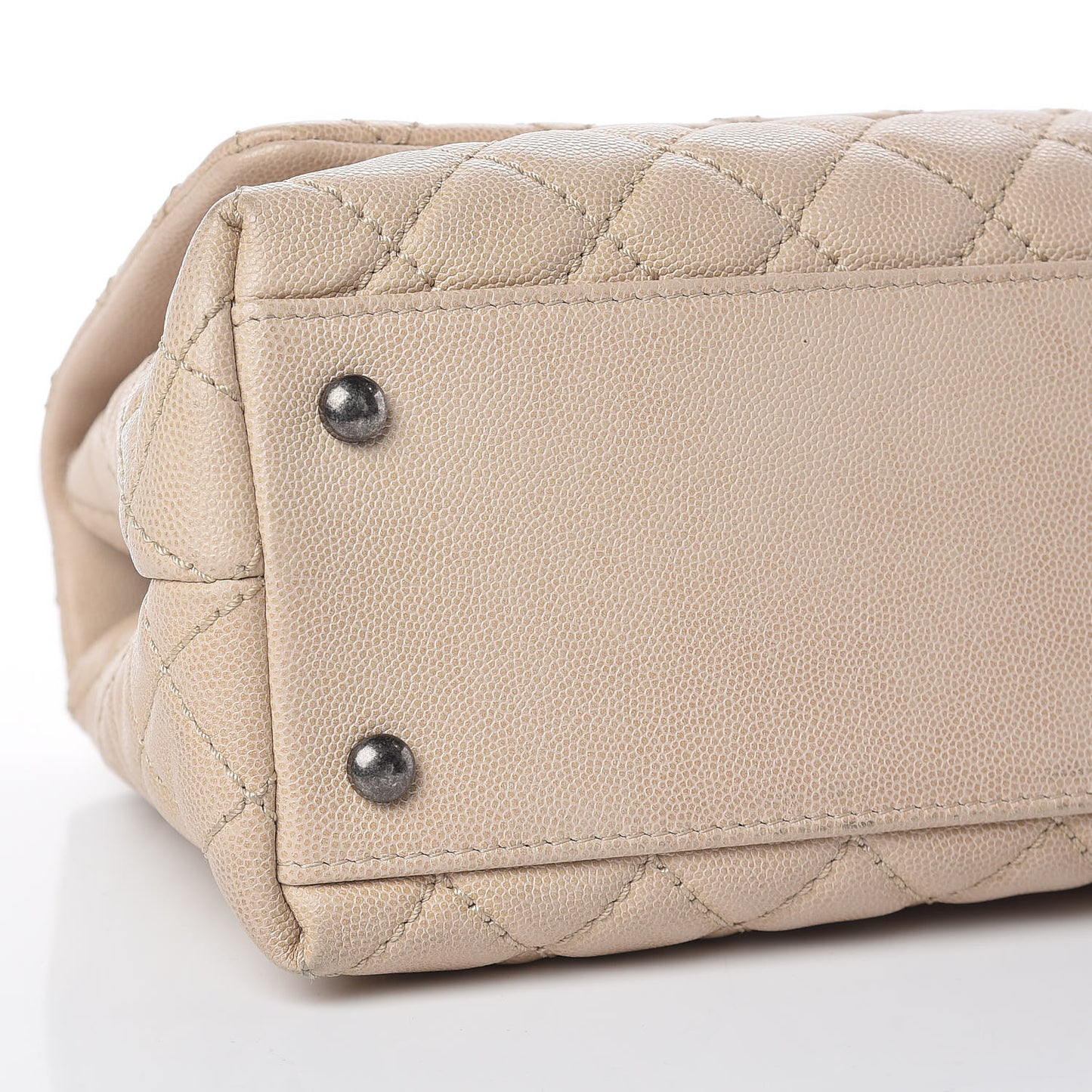 Caviar Quilted Small Coco Handle Flap Light Beige