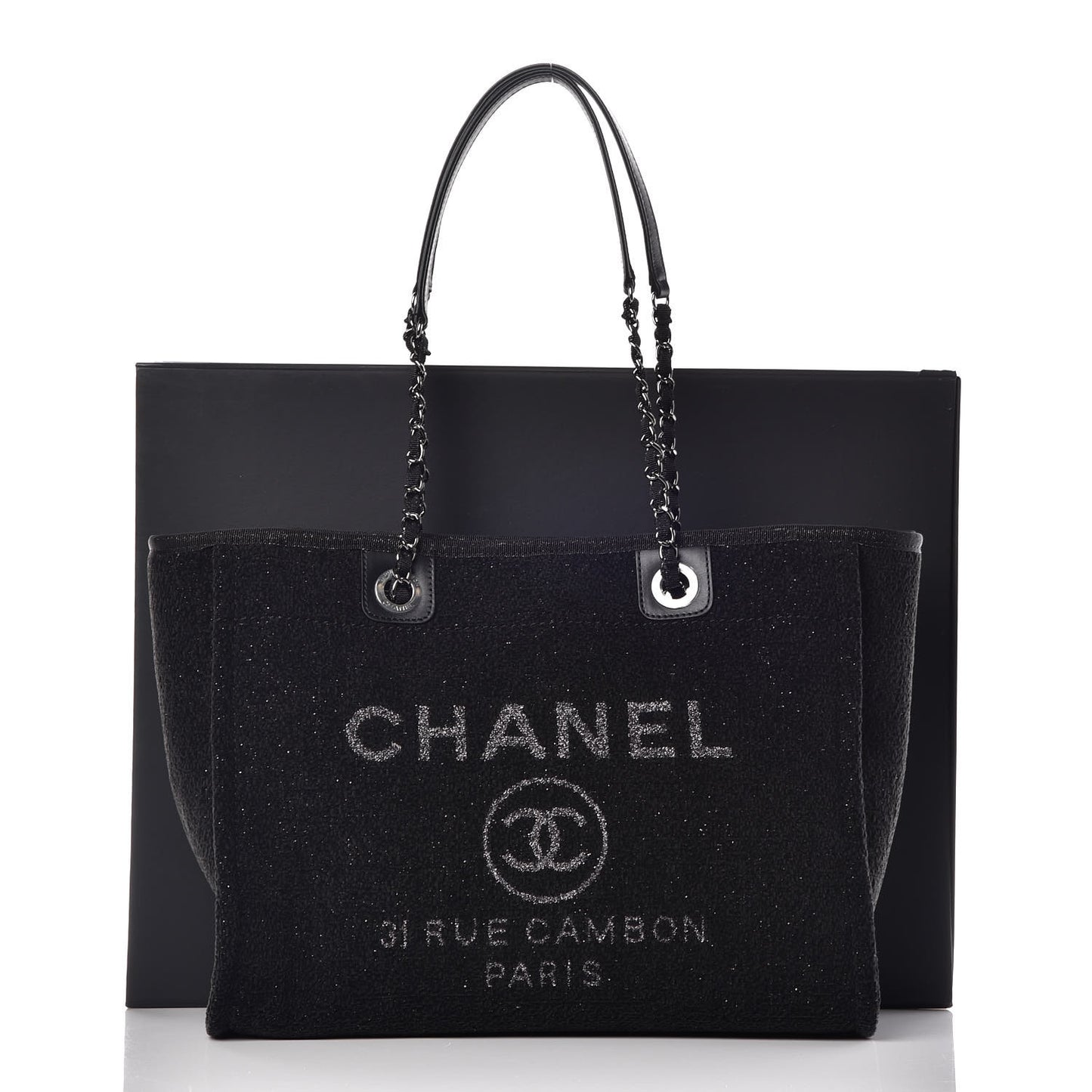 Lurex Boucle Small Deauville Tote Black