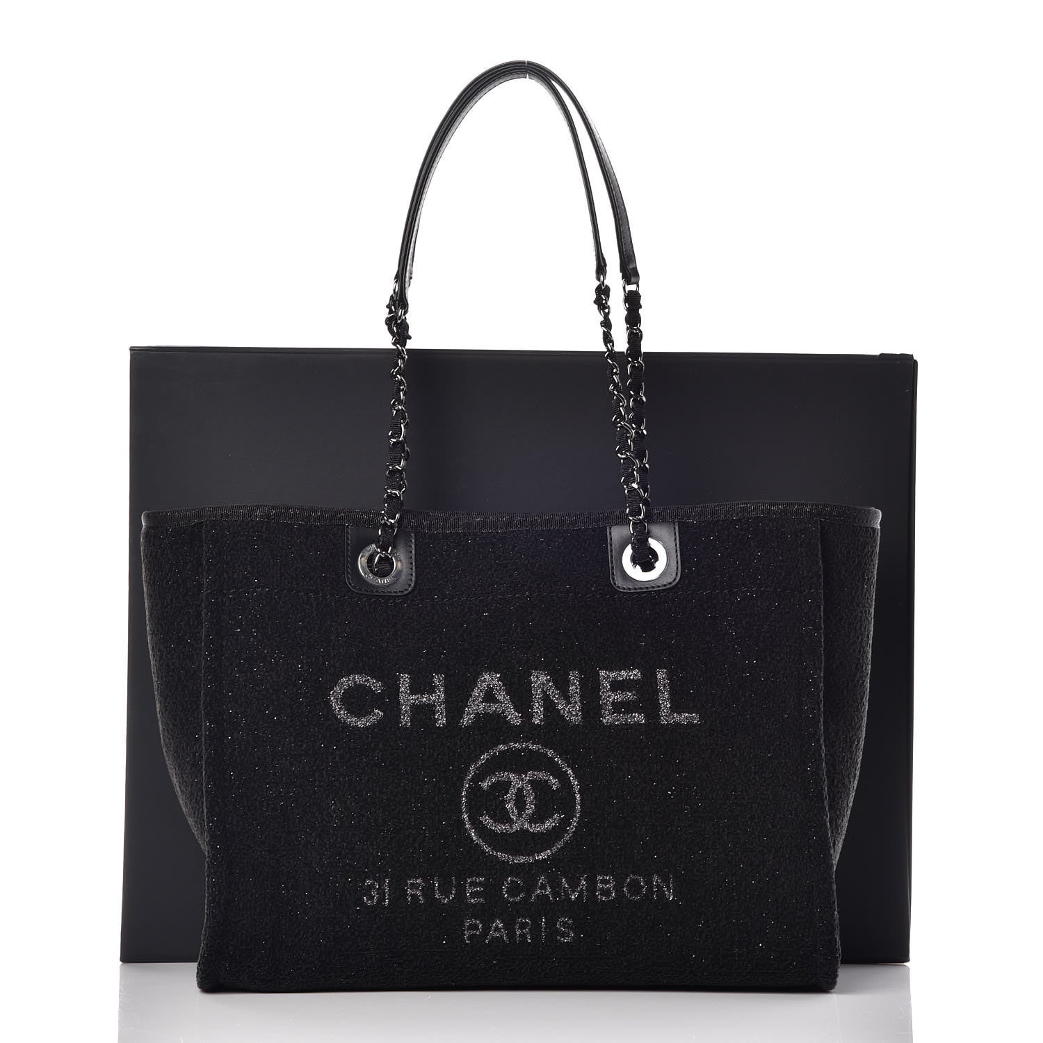 Chanel Lurex Boucle Small Deauville Tote Black 10 of 10