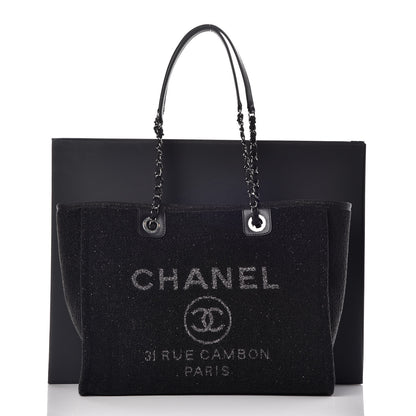 Chanel Lurex Boucle Small Deauville Tote Black 10 of 10