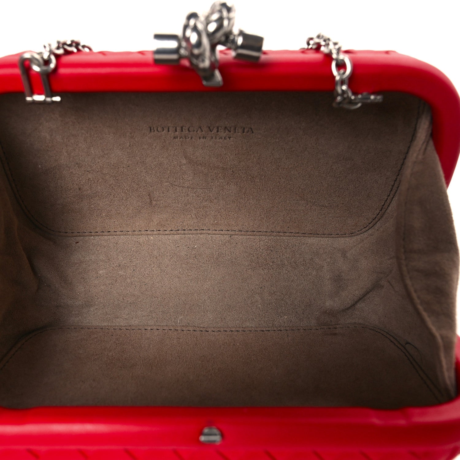 Bottega Veneta Nappa Intrecciato Chain Knot Clutch China Red 5 of 8