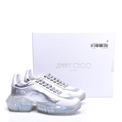 Jimmy Choo Metallic Calfskin Womens Diamond F Low Top Sneaker 38 White Silver 10 of 10