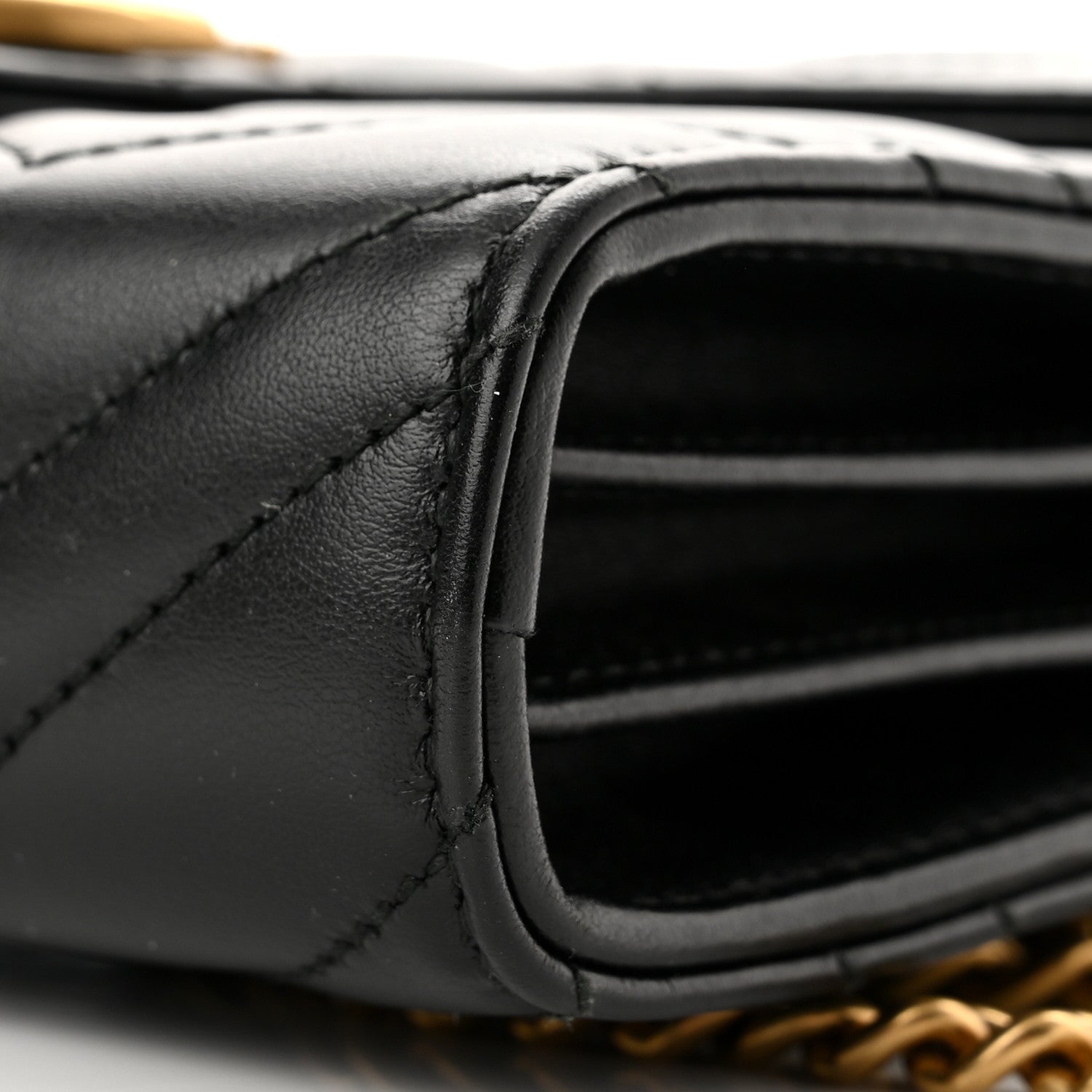 Gucci Calfskin Matelasse GG Marmont Chain Wallet Black 10 of 11
