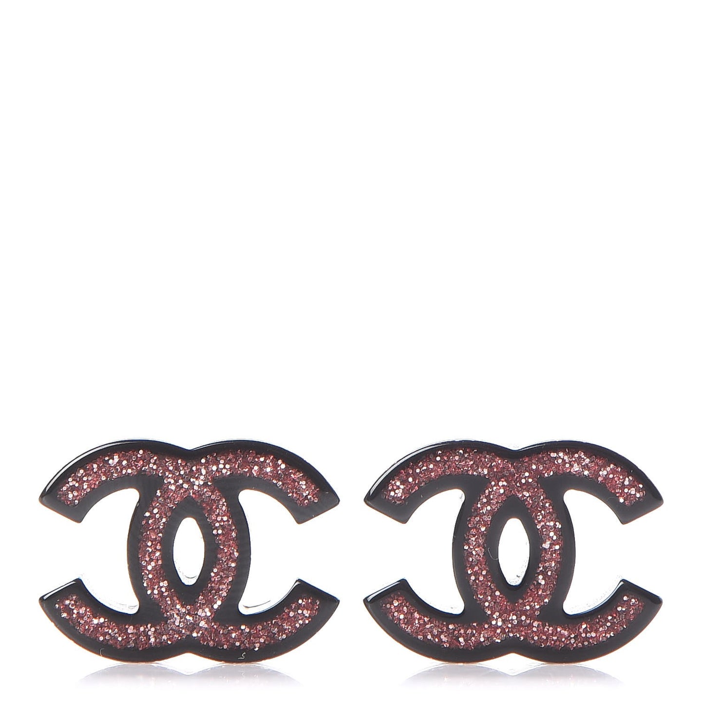 Glitter Resin CC Earrings Pink Black