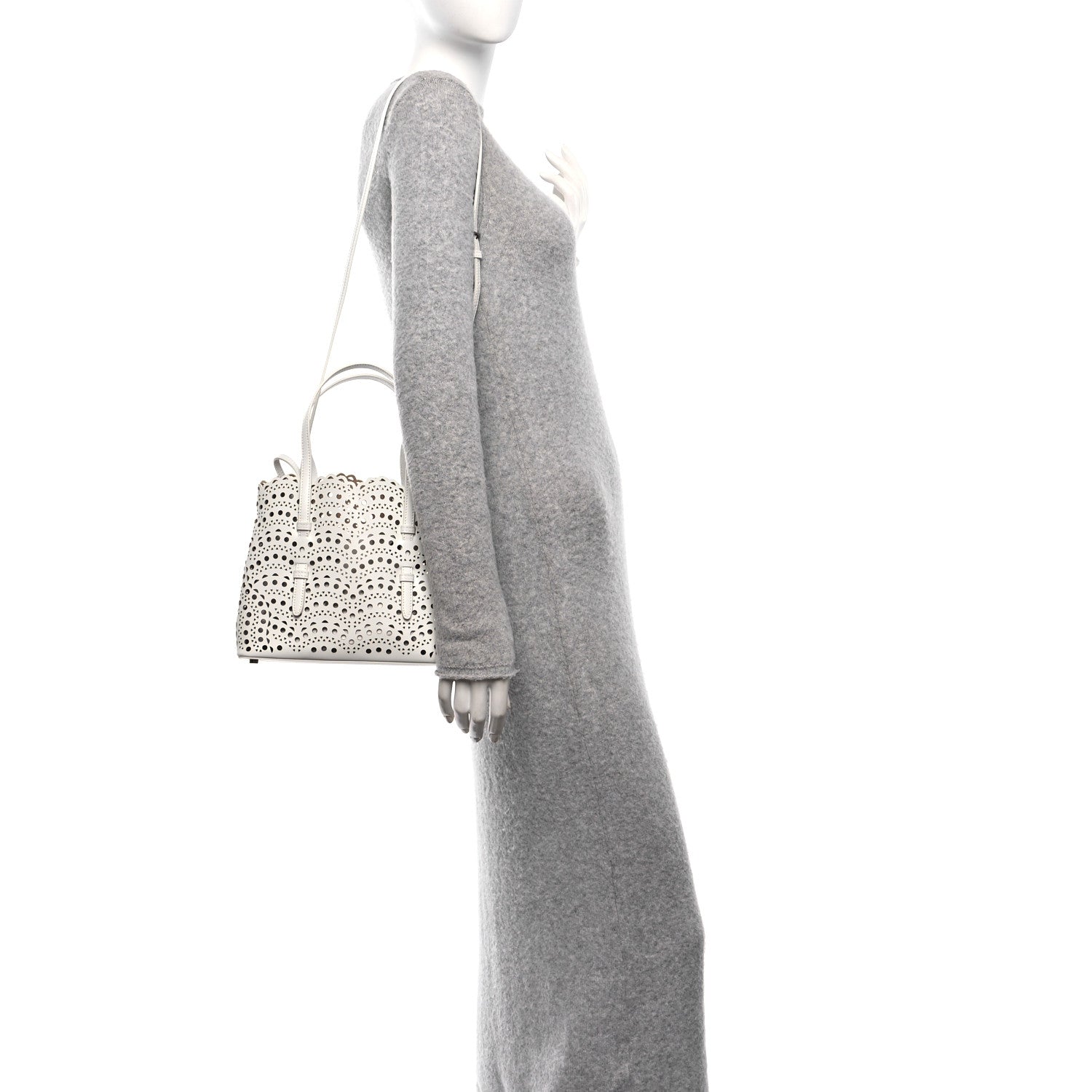 Alaia Calfskin Vienne Wave Mina 25 Bag  White 2 of 10