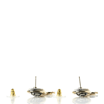 Chanel Crystal Bead CC Drop Earrings Light Gold 3 of 5