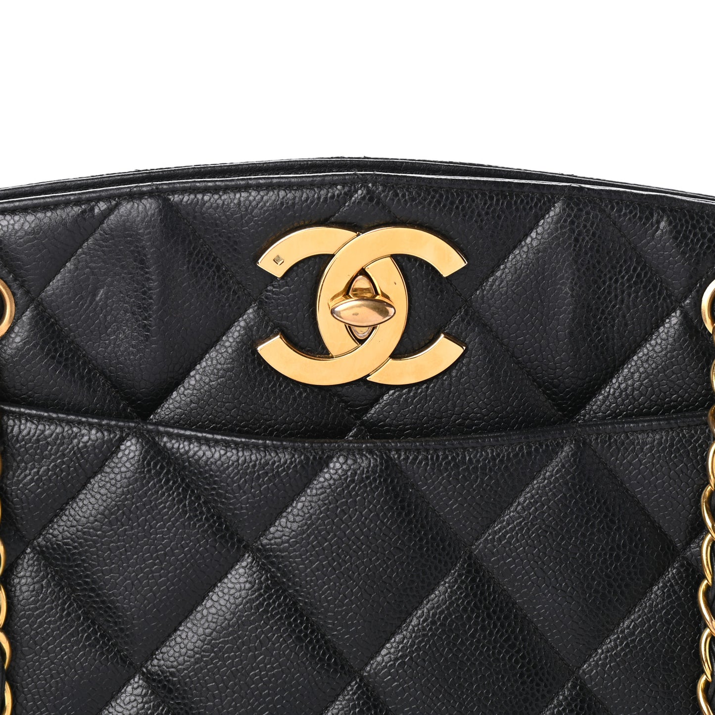 Caviar Quilted CC Shoulder Bag Black