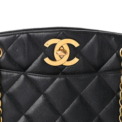 Chanel Caviar Quilted CC Shoulder Bag Black 10 of 12