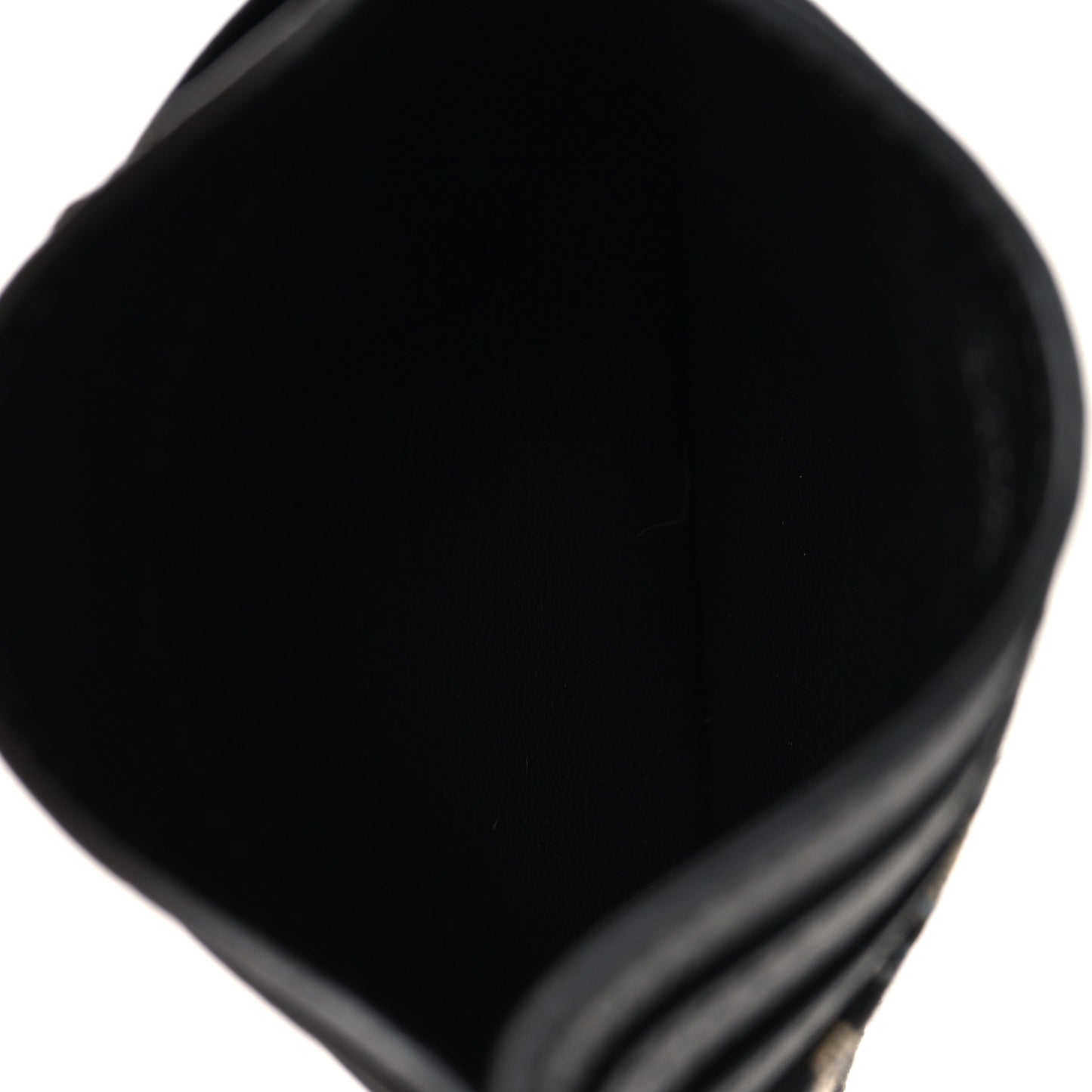Grained Calfskin Oblique Card Holder Black
