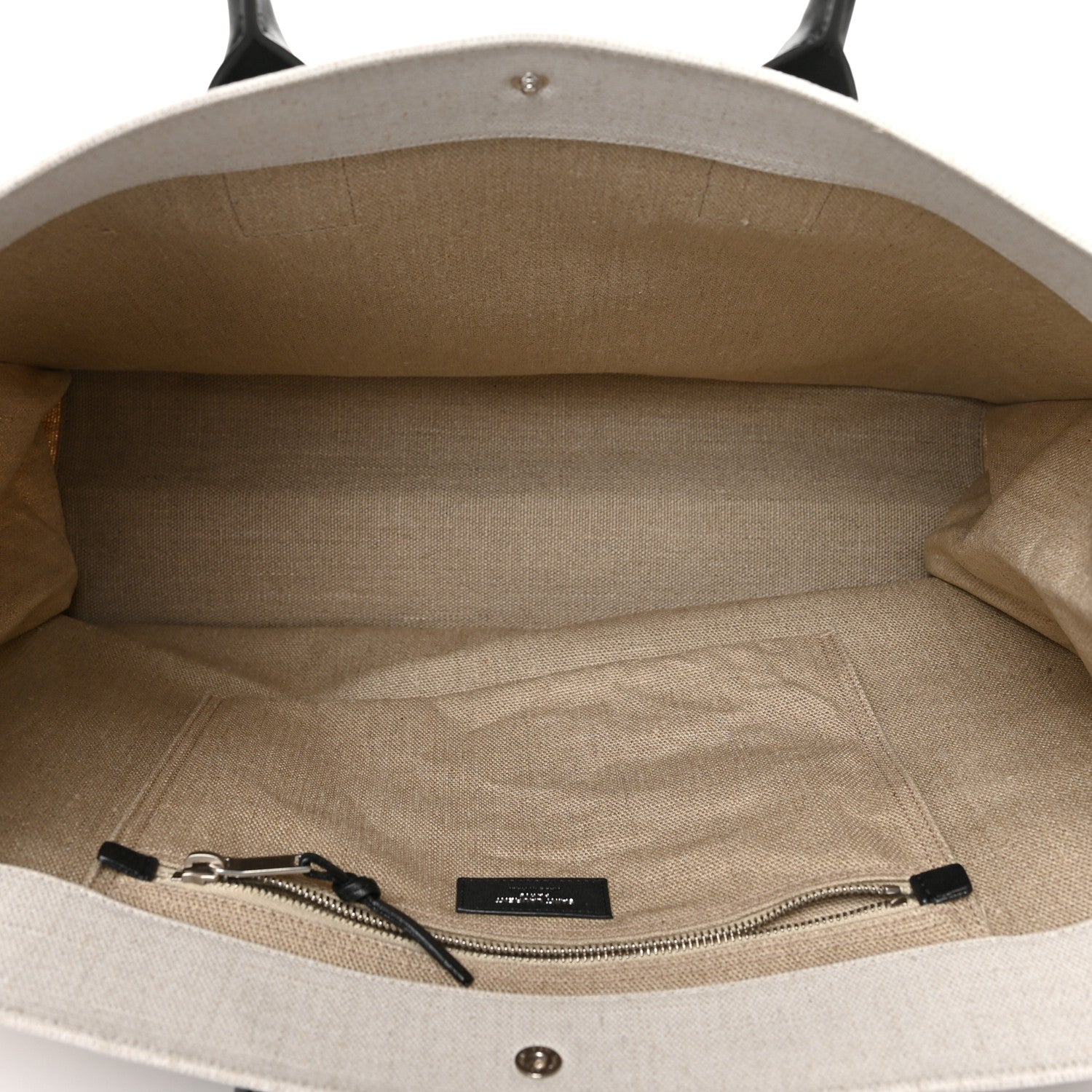 Saint Laurent Linen Calfskin Rive Gauche Tote Optic White 5 of 6