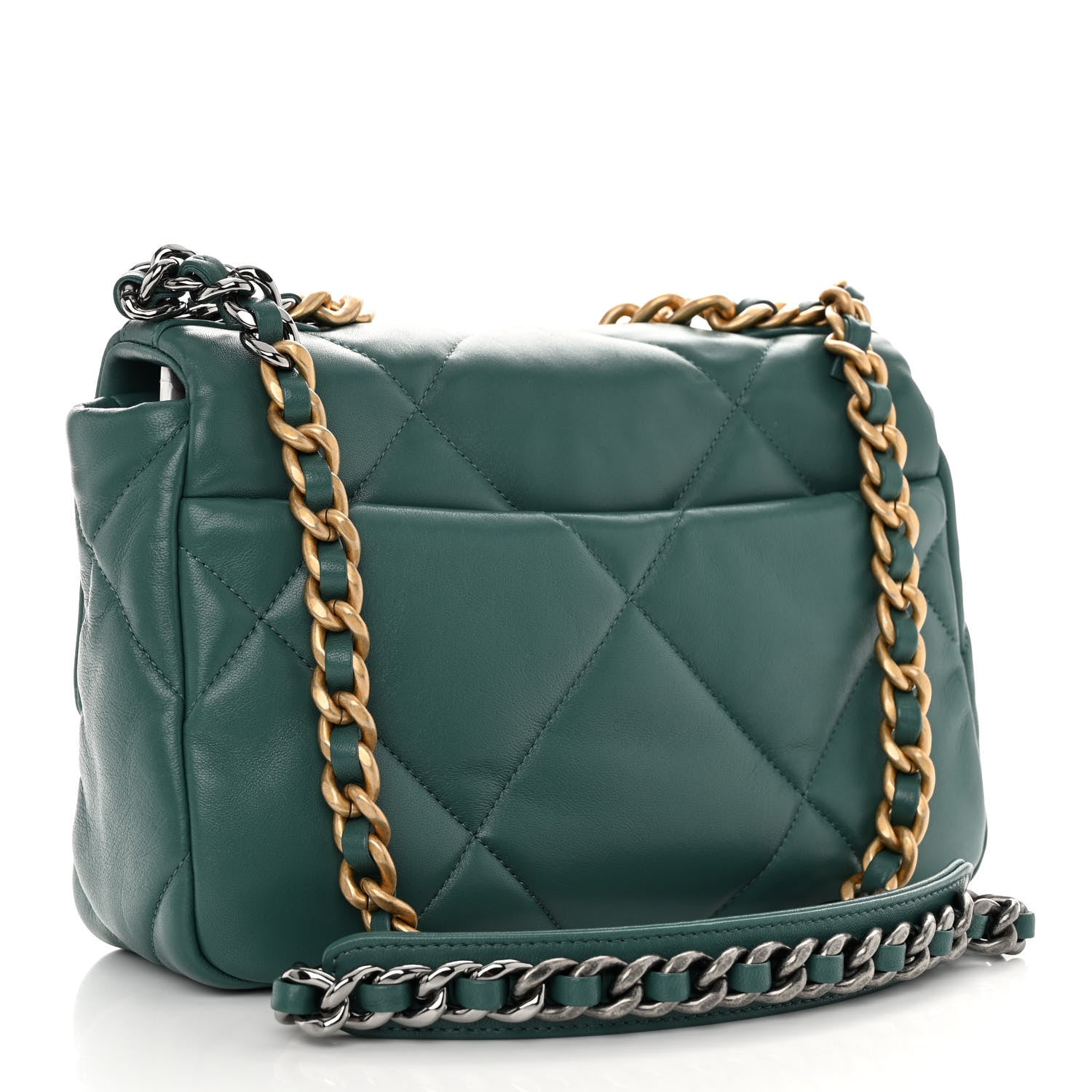 Chanel Lambskin Quilted Medium Chanel 19 Flap Green 3 of 10