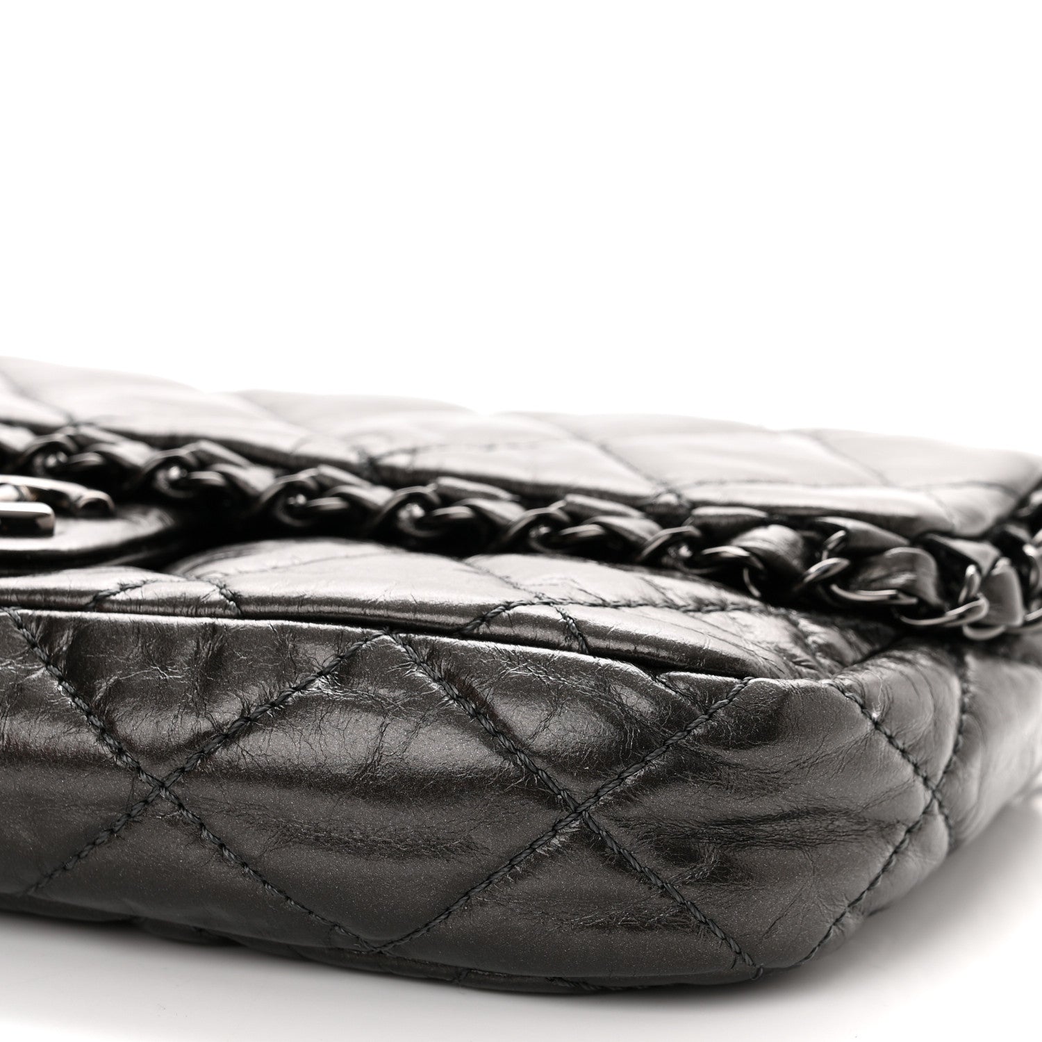 Chanel Metallic Aged Calfskin Quilted Small Chain Me Flap Black 10 of 12