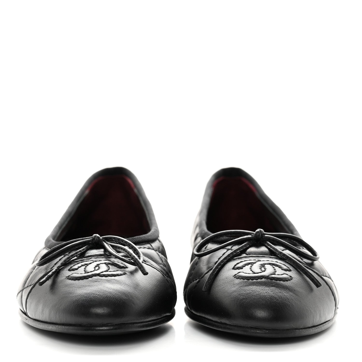 Chanel Aged Calfskin Quilted CC Cap Toe Ballerina Flats 36 Black 2 of 8