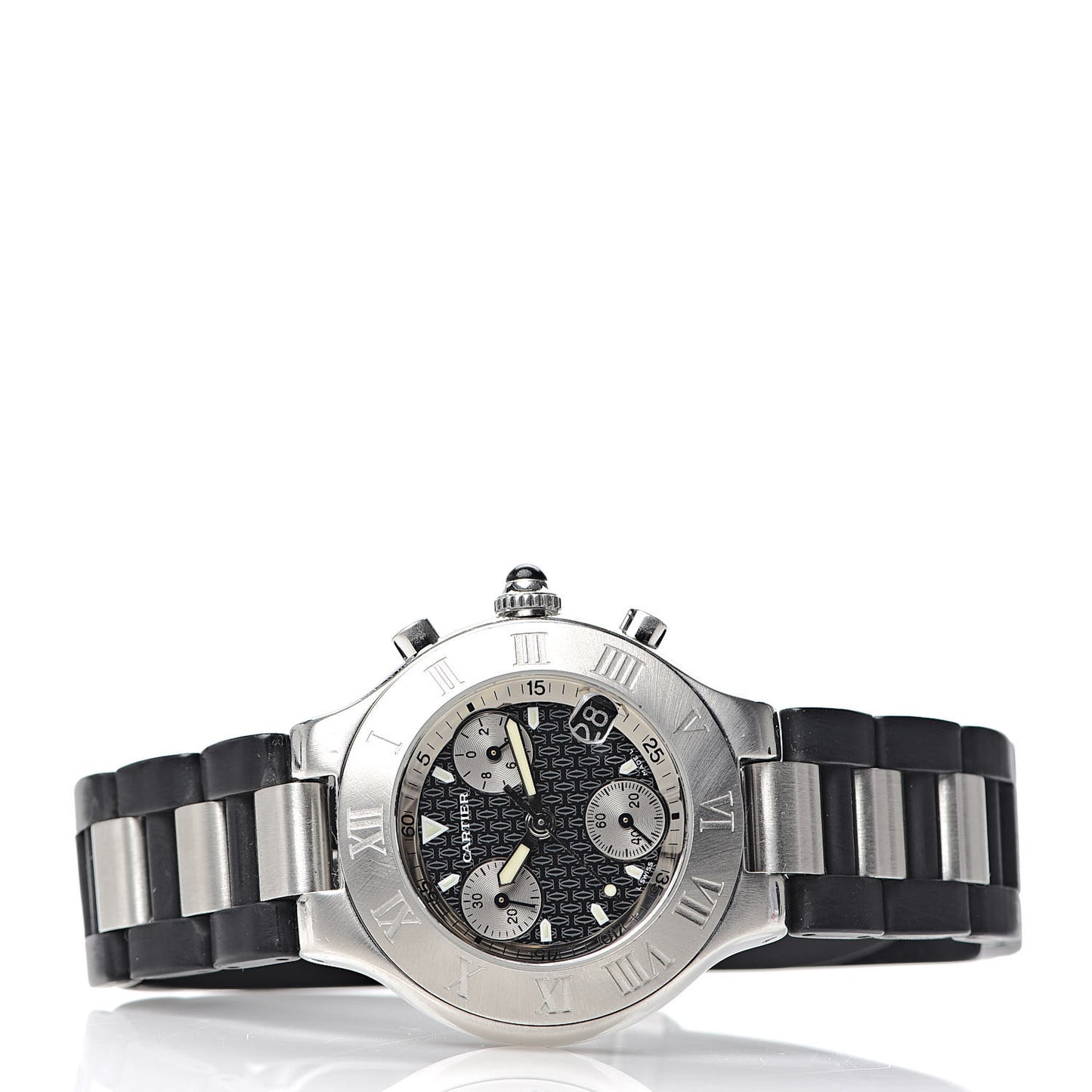 Stainless Steel Rubber 38mm Must 21 Chronoscaph Quartz Watch Black