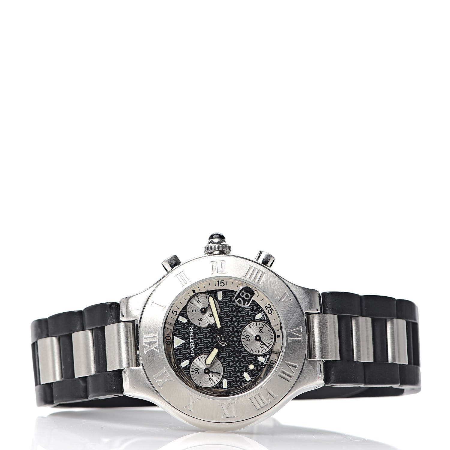 Cartier Stainless Steel Rubber 38mm Must 21 Chronoscaph Quartz Watch Black 3 of 6