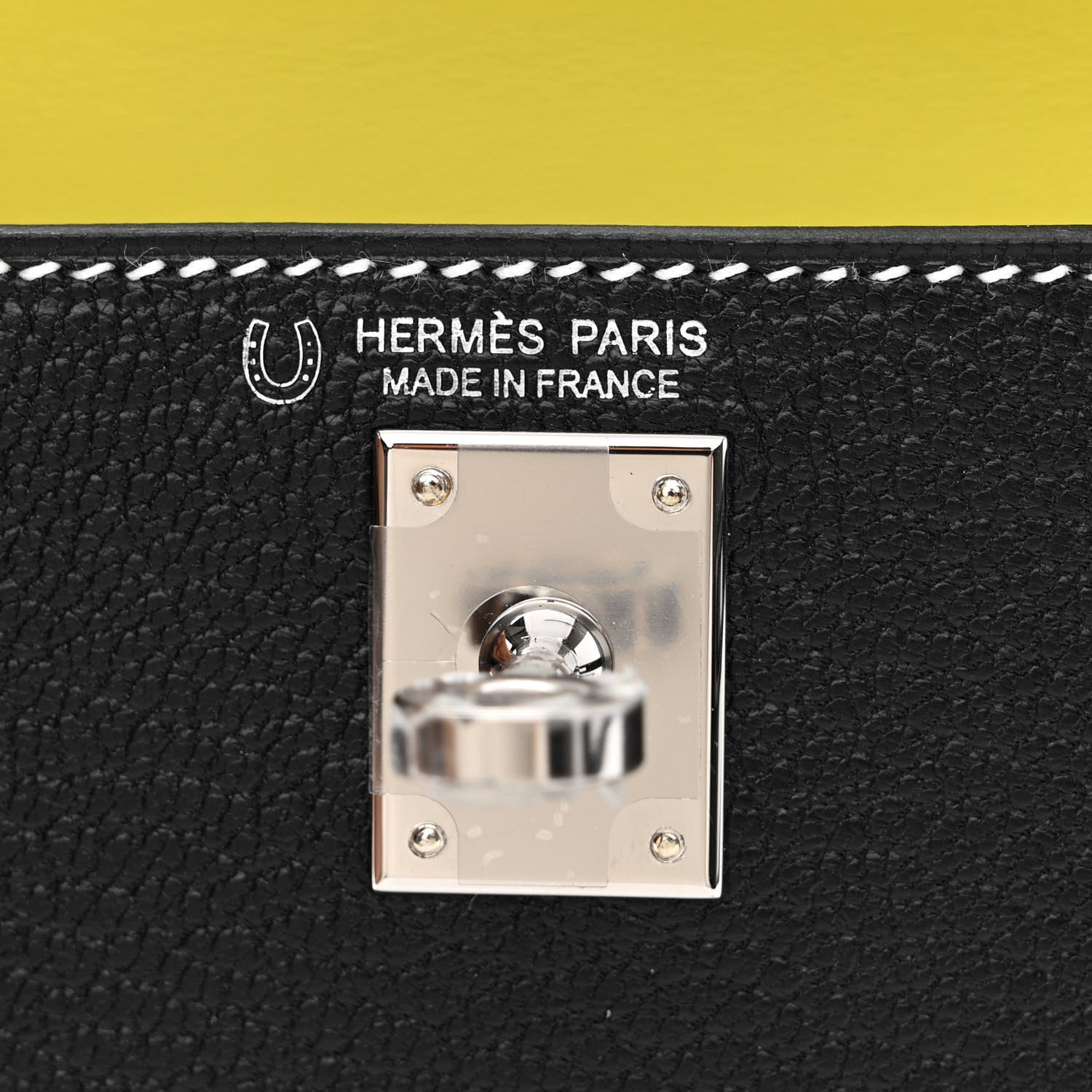 Hermes Chevre Mysore Horseshoe Mini Kelly Sellier 20 Black Lime 6 of 11