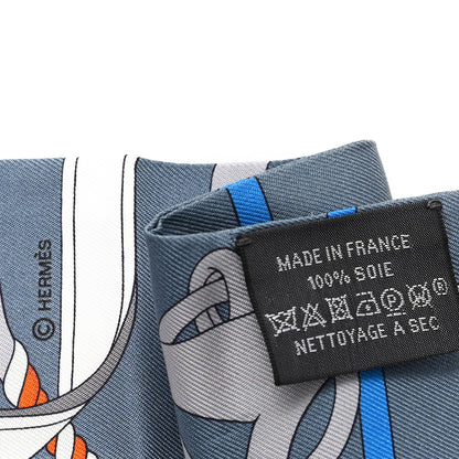 Hermes Silk Panoplie Equestre Twilly Gris Ciel Orange 3 of 3