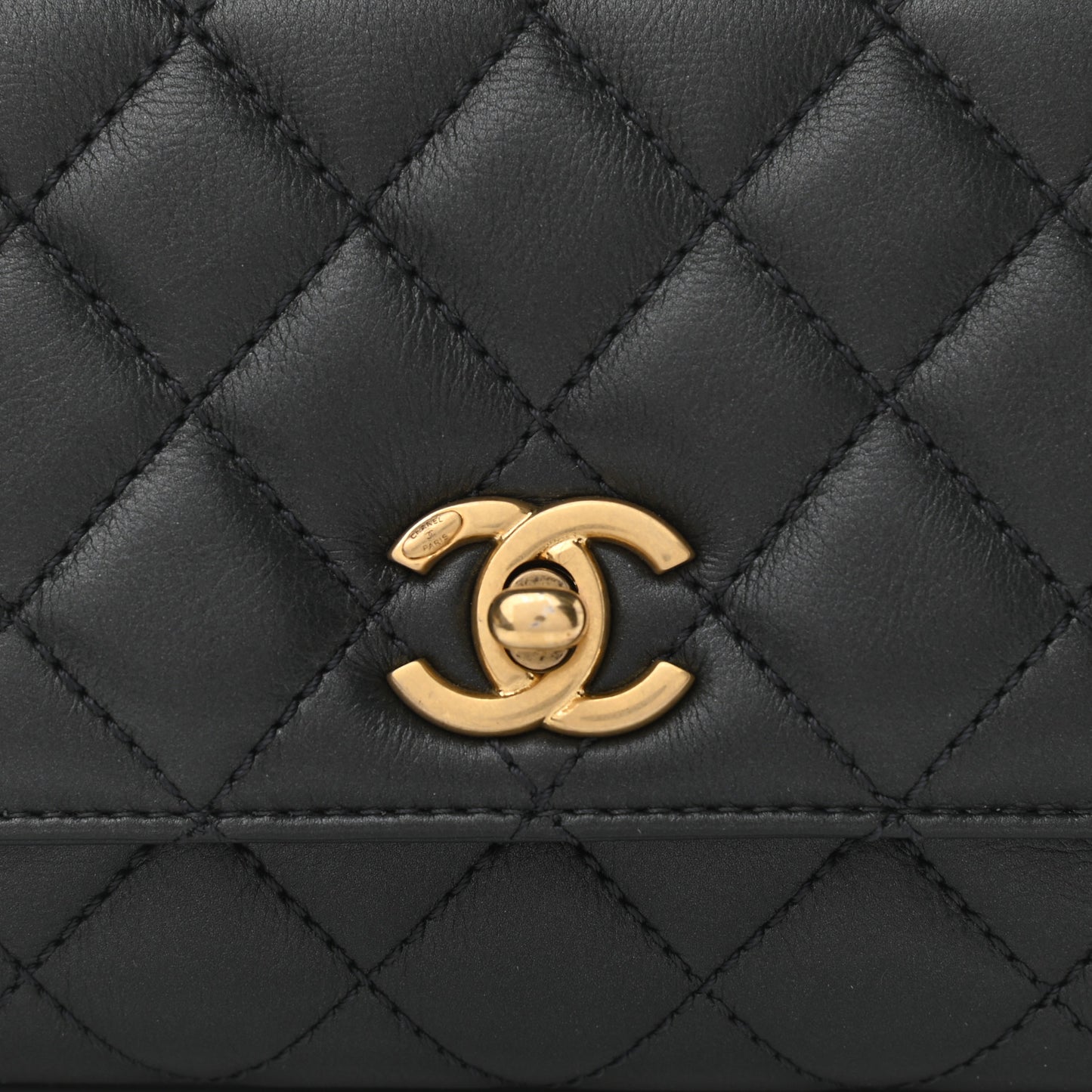 Calfskin Crystal Quilted Extra Mini Coco Handle Flap Black