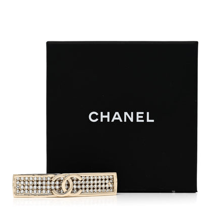 Chanel Metal Crystal CC Hair Clip Barrette Gold 5 of 5