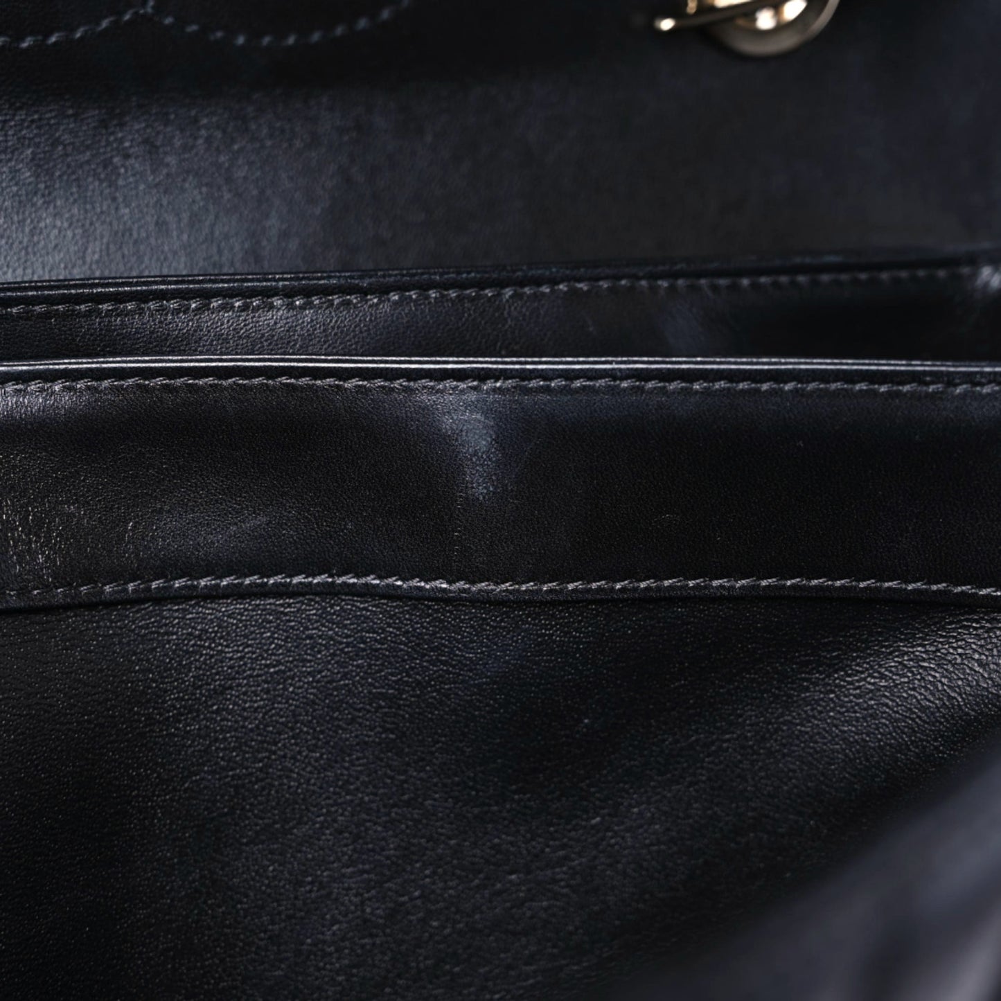 Lambskin Chevron Quilted Large Trendy CC Dual Handle Flap Bag Black