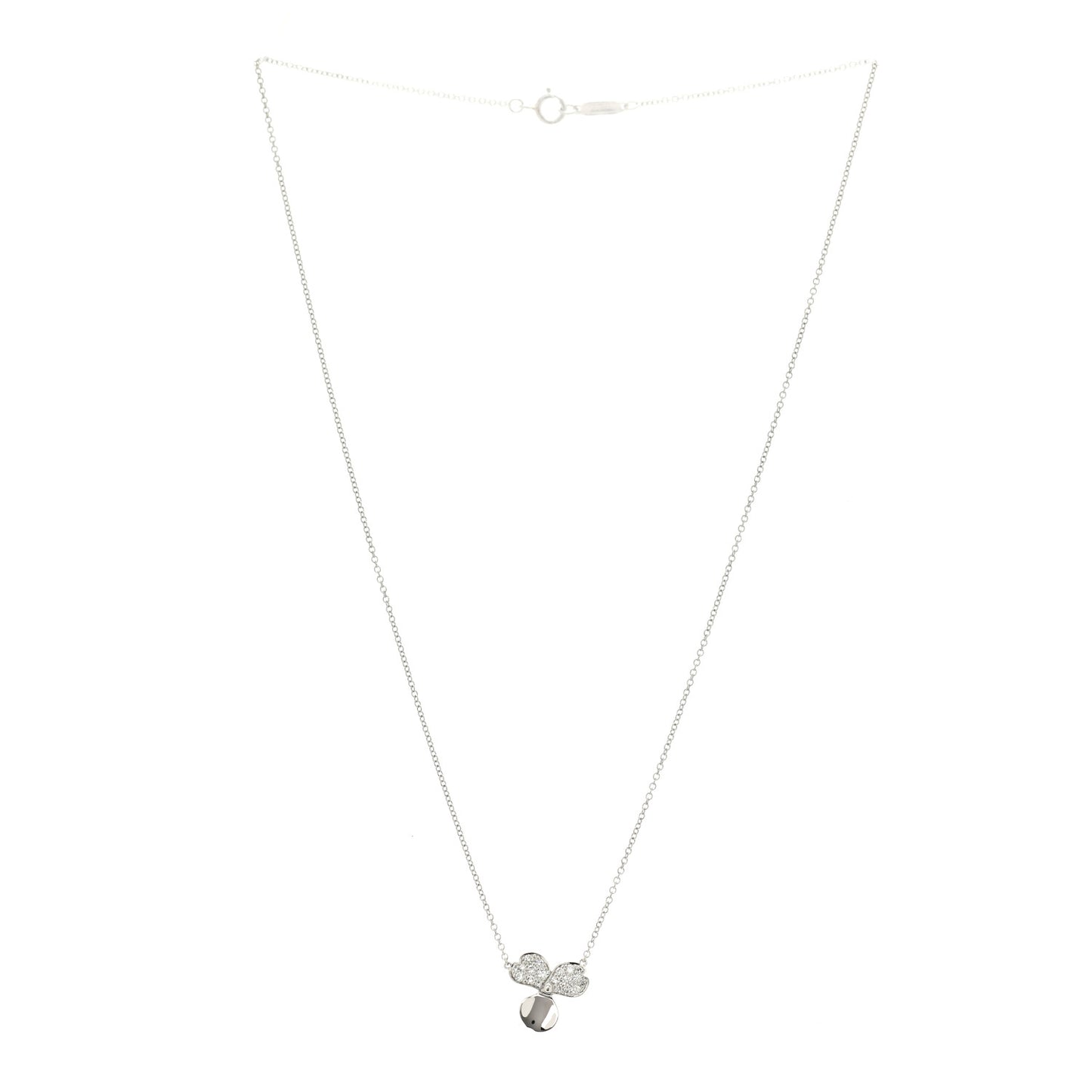 Platinum Diamond .17ctw Small Paper Flowers Pendant Necklace