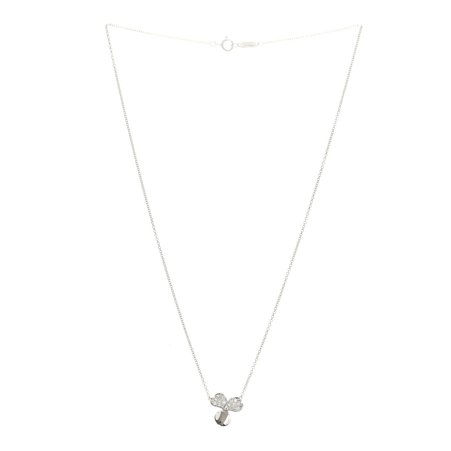 Tiffany Platinum Diamond .17ctw Small Paper Flowers Pendant Necklace 3 of 5