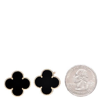 Van Cleef & Arpels 18K Yellow Gold Black Onyx Magic Alhambra Earrings 2 of 4