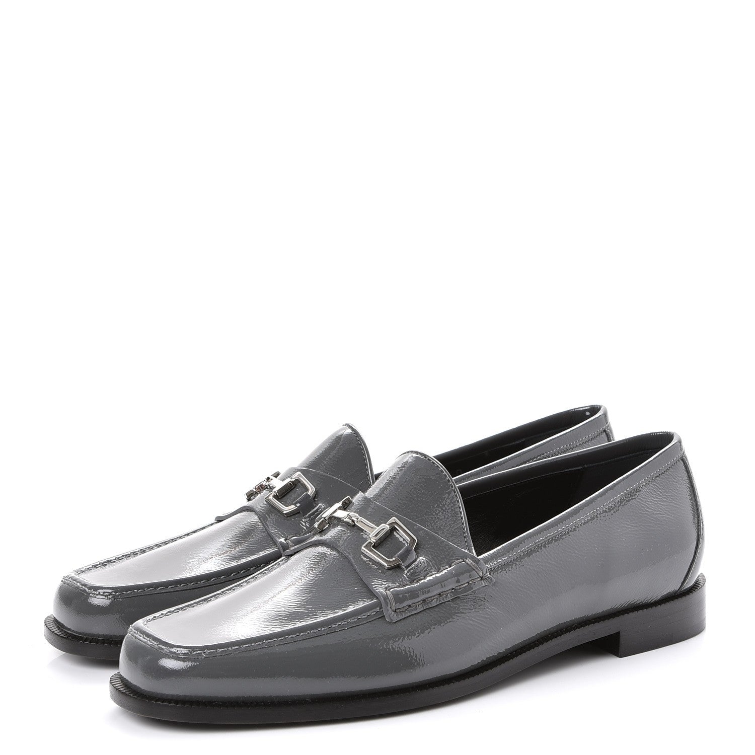 Gucci Naplack Patent Horsebit Banks Loafers 40 Melange Platinum 3 of 9