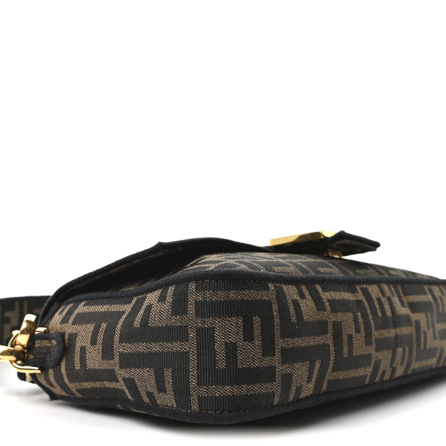 Fendi Fabric Jacquard FF 1974 Medium Baguette Tobacco Moro Black