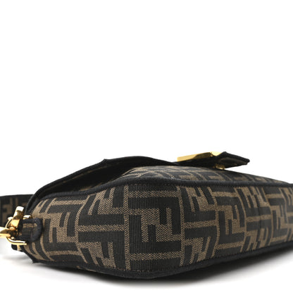 Fendi Fabric Jacquard FF 1974 Medium Baguette Tobacco Moro Black 9 of 10