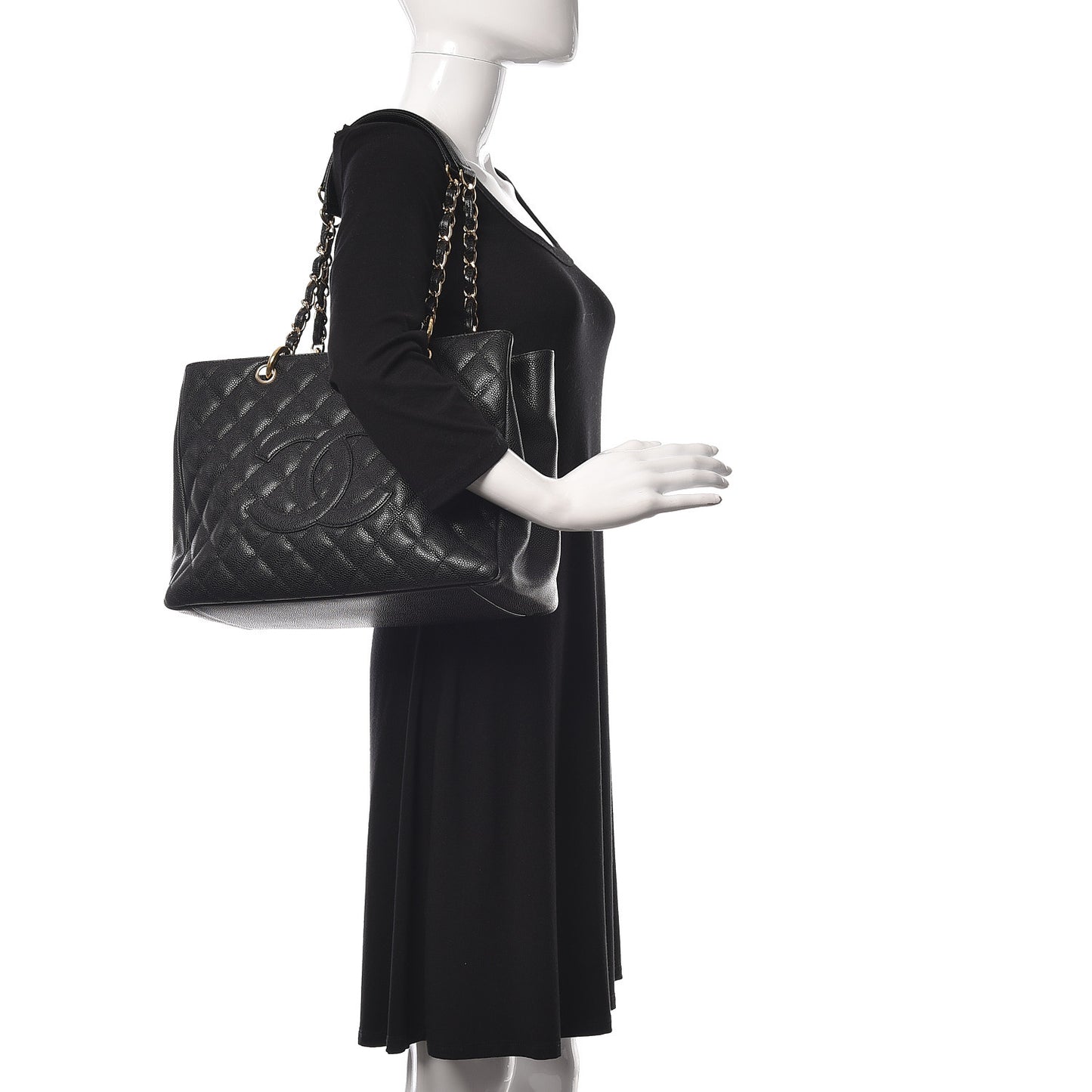 Caviar Quilted Grand Shopping Tote GST Black