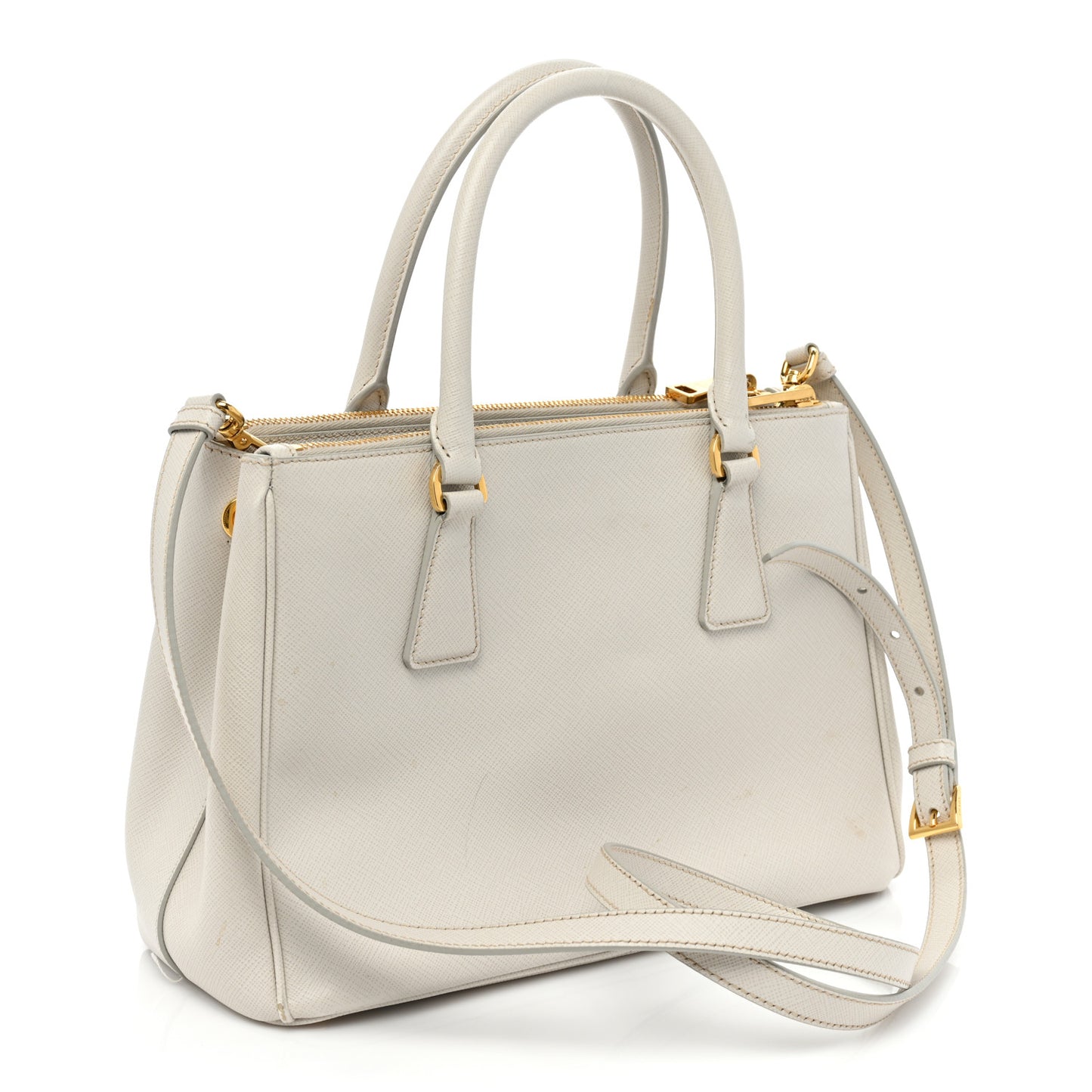 Saffiano Small Galleria Double Zip Tote Talco