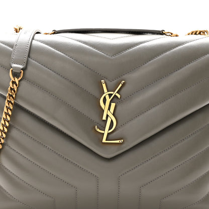 Saint Laurent Calfskin Y Quilted Monogram Medium Loulou Chain Satchel Storm 7 of 9