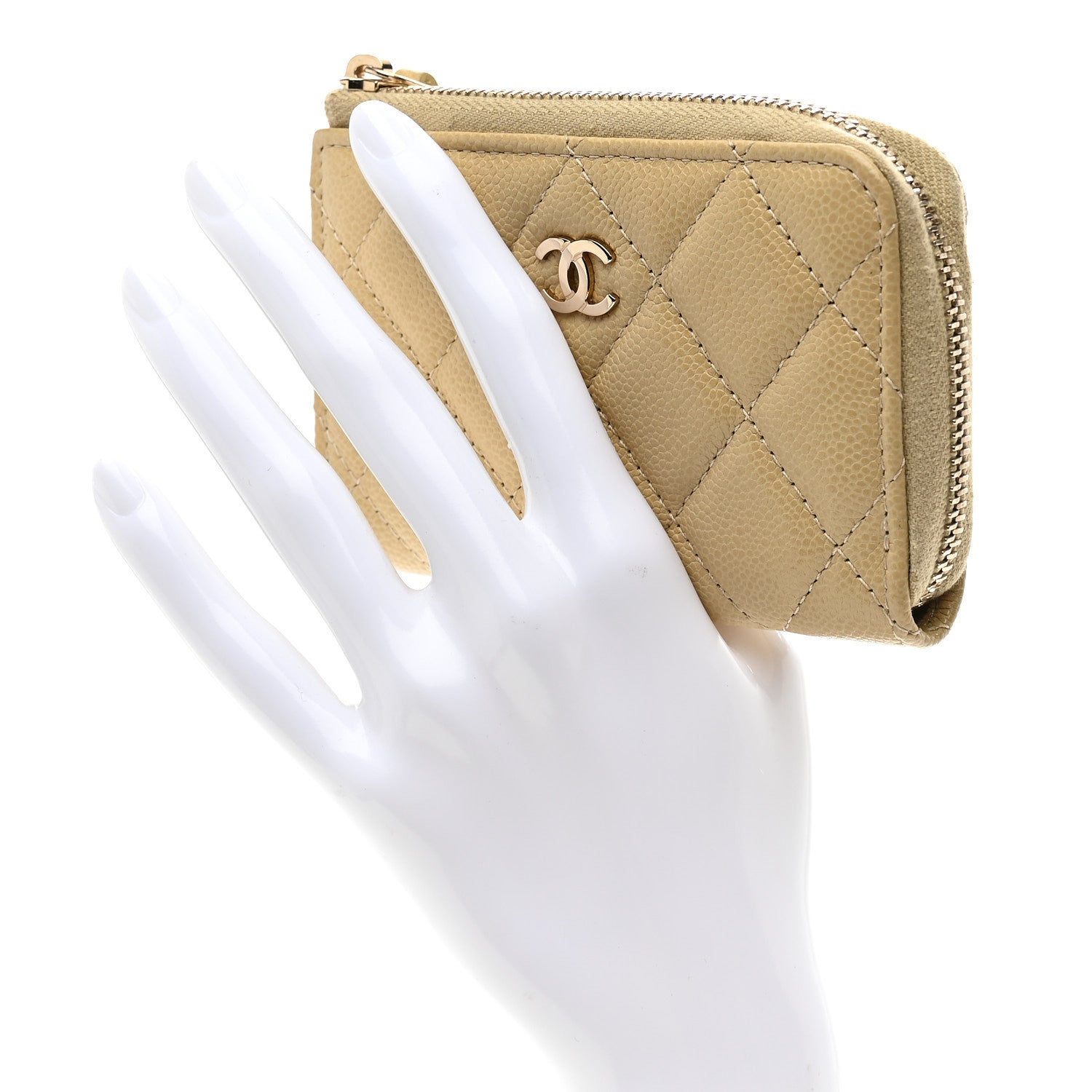 Chanel Caviar Quilted Zipped Key Holder Case Light Green 2 of 7